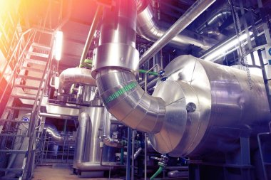 donanımları, kablolar ve borular modern Endüstr içinde bulunan