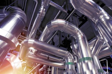 donanımları, kablolar ve borular modern Endüstr içinde bulunan