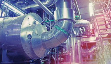 donanımları, kablolar ve borular modern Endüstr içinde bulunan