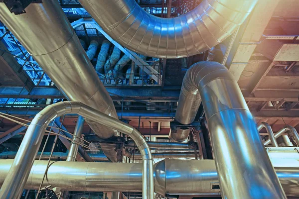 Equipment, cables and piping as found inside of a modern industr — Stock Photo, Image