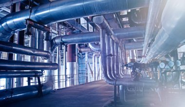 Mavi tonda iç endüstriyel arka plan.