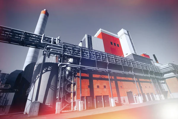 Nowoczesne fabryki przemysłowe przeciw błękitne niebo — Zdjęcie stockowe