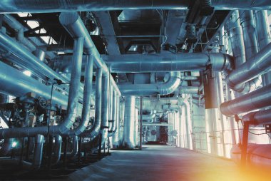 Mavi tonda iç endüstriyel arka plan.