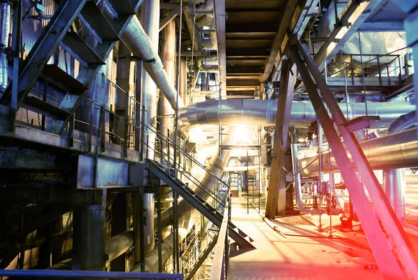 Industrial zone, Steel pipelines in blue tones — Stock Photo, Image