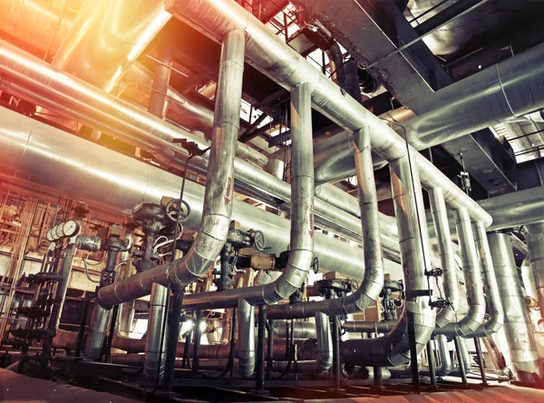 Equipment, cables and piping as found inside of a modern industr — Stock Photo, Image