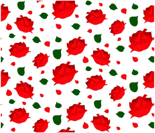 Seamless pattern of red roses — Stock Vector