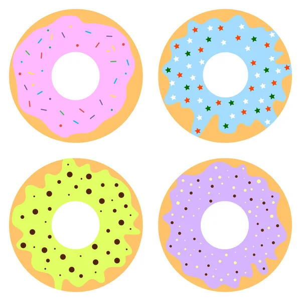 甜甜圈与花花绿绿的糖衣 — 图库矢量图片