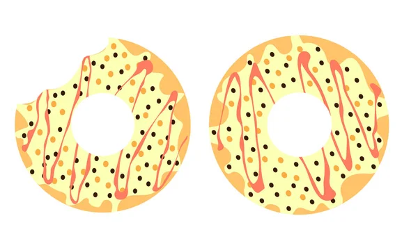 甜甜圈有黄色糖衣 — 图库矢量图片