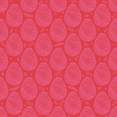 pembe süslü yumurta kırmızı arka plan ile