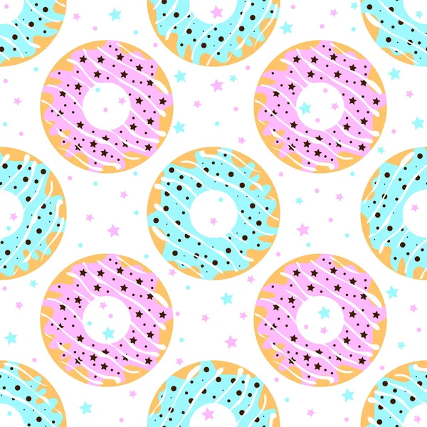 Donuts au glaçage bleu et rose — Image vectorielle
