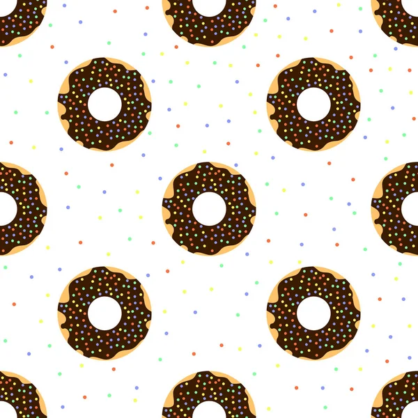 Donuts de chocolate com polvilhas coloridas —  Vetores de Stock