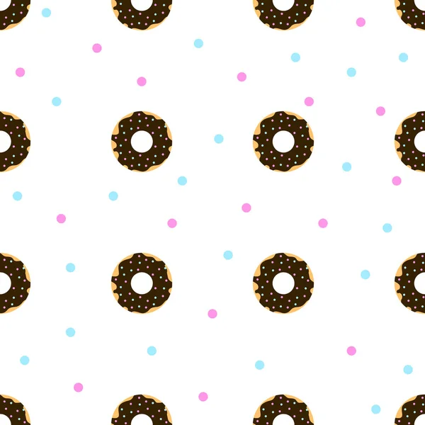 Donuts de chocolate com polvilhas azuis e rosa — Vetor de Stock