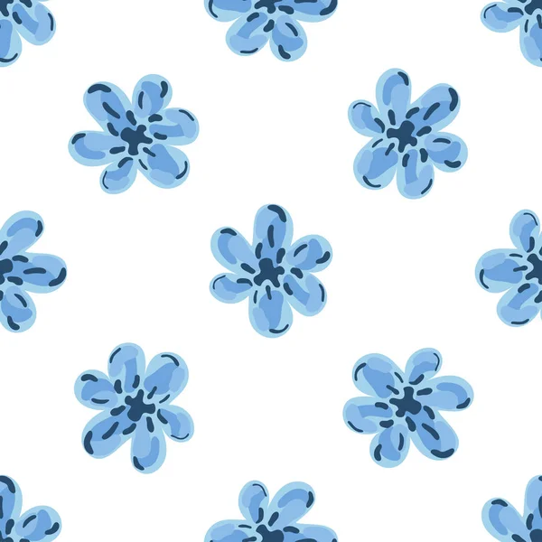 Векторный бесшовный узор из голубых цветов — стоковый вектор