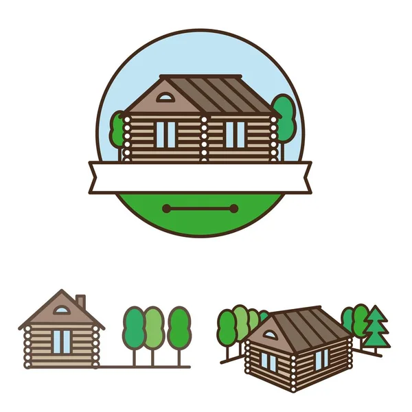 Wooden house logo — Stock Illustration Wooden house logo Vector Graphics