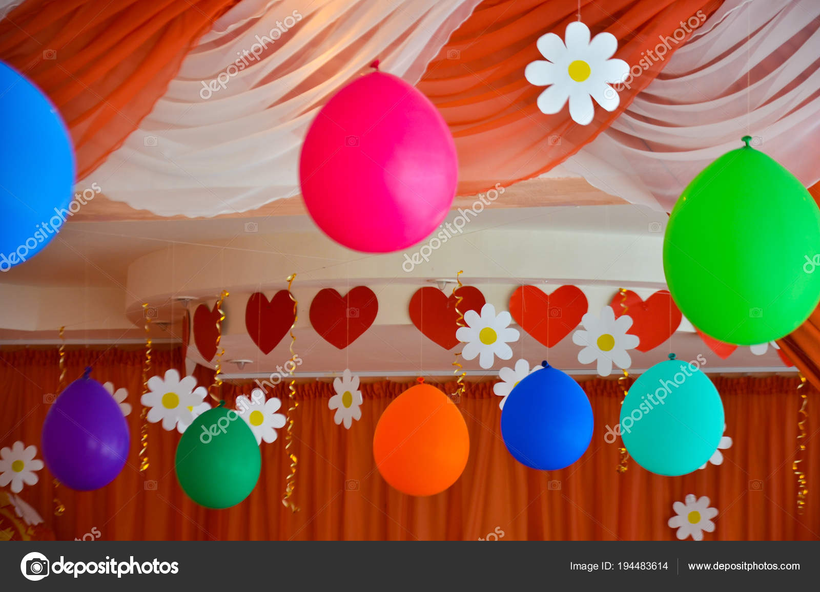 Ornaments For The Holiday Balloons Streamers Stock Photo
