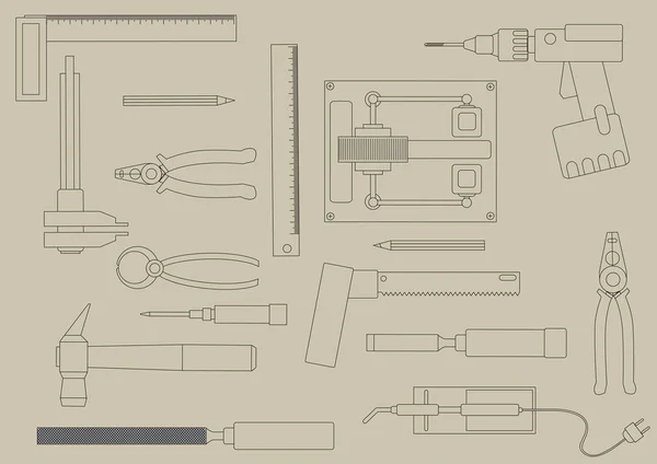 Ensemble d'outils à main pour un travail productif . — Image vectorielle