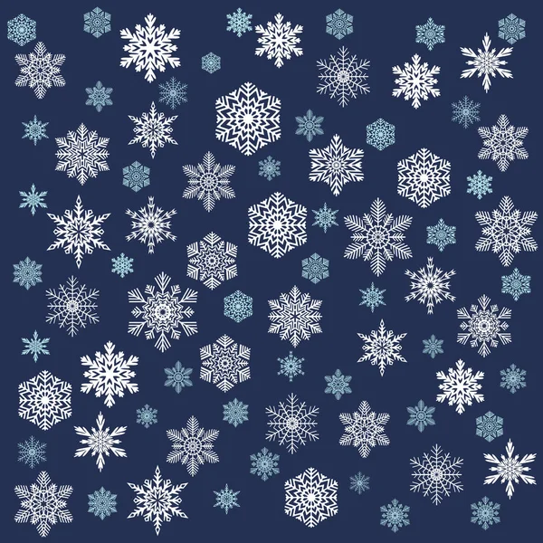 Fondo de Navidad nevado. Copos de nieve blancos . — Vector de stock