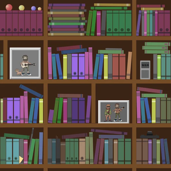 Bookshelves. Seamless texture. illustration. — Stock Vector