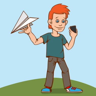 Çocuk bir kağıt uçak ile oynuyordum ama bir akıllı telefon tarafından dağıttı.