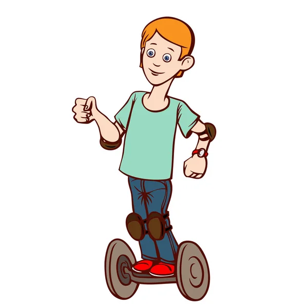 A teenager rides a scooter — Stock Vector