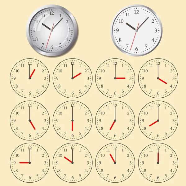 Platte klokpictogram. Wereld tijd concept. — Stockvector