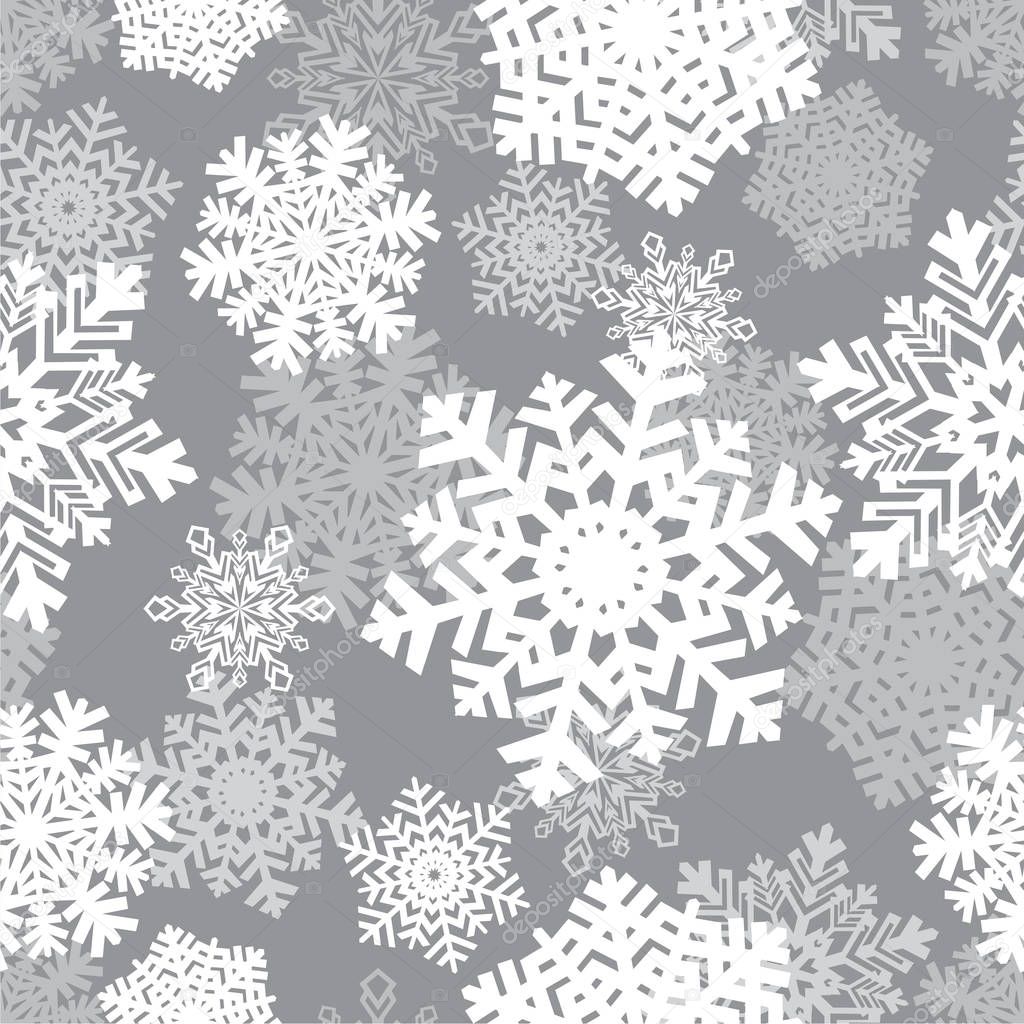 Winter seamless background with snowflakes. Winter holiday and Christmas background.