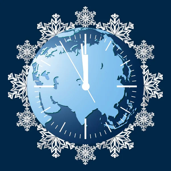 Набор часов на фоне планеты Земля — стоковый вектор