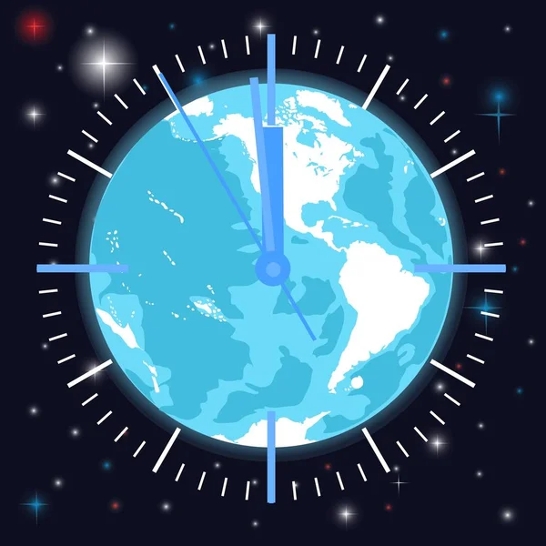 Clock dial on the background of planet Earth — ストックベクタ