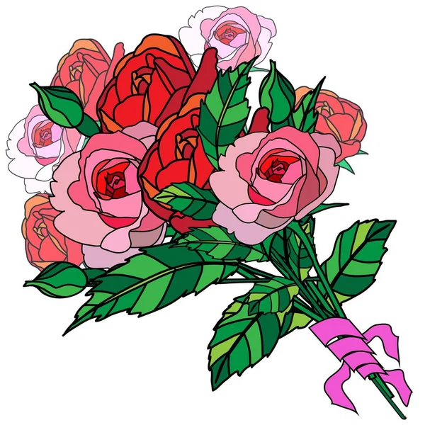 Carino bouquet di fiori da rose. Illustrazione vettoriale — Vettoriale Stock