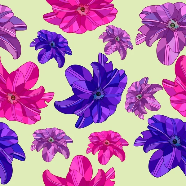 Modèle abstrait de lignes florales. Fleurs et herbe — Image vectorielle