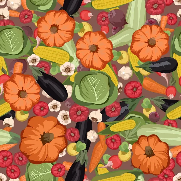 Vector seamless illustration. Vegetables on a uniform background. — Stock Vector