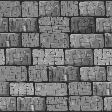 Büyük taşlardan yapılmış mason duvarlar. Güçlü, güvenilir bir duvar, yüksek ve dayanıklı. Taştan taşa, aralık beton harçla doldurulmuş, çok dayanıklı ve sağlam. Vektör geometrik kusursuz desen.