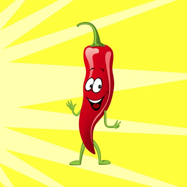 Pepper in motion. Vegetable. Red chili pepper smiling — Stock Photo, Image