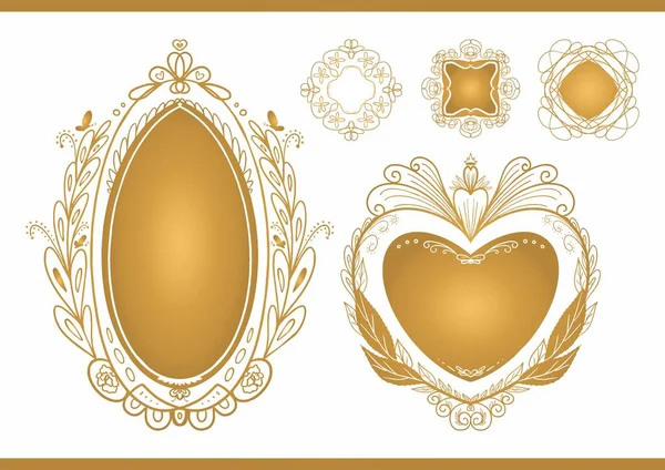 バレンタインデー 豪華な結婚式は 日付を保存します 金箔花と葉とリースと海軍カードコレクションを招待 ベクトルトレンディーなカバー デザインテンプレート 愛のデザイン — ストックベクタ