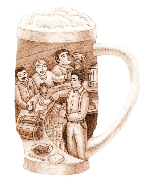 Chłopaki przy barze piją piwo. — Zdjęcie stockowe