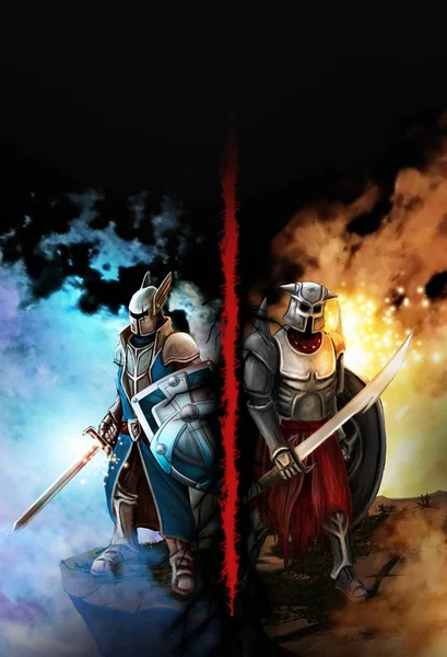 Konfrontacja między dwóch rycerzy — Zdjęcie stockowe