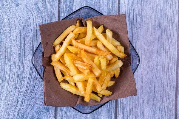 Patates cipsi, patates kızartması arka planı, yakın plan.