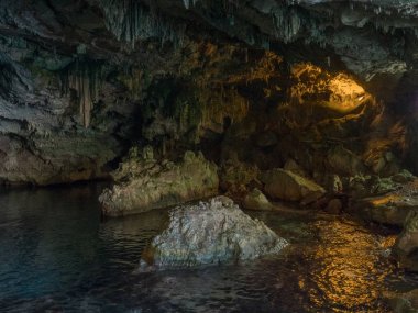 Inside the Nettuno cave in Sardinia clipart