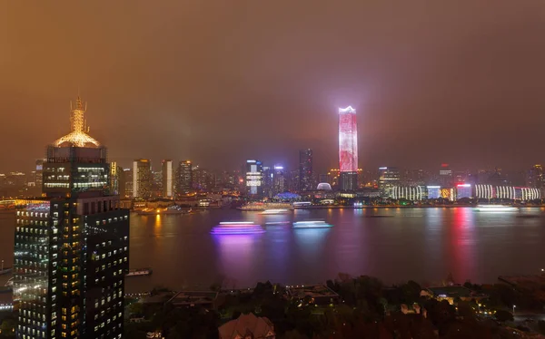 Сучасний міський nightscape Бунд, Шанхай, — стокове фото