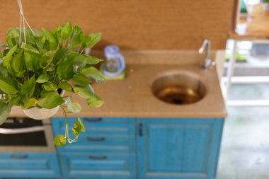 Mavi mutfak, iç tasarım