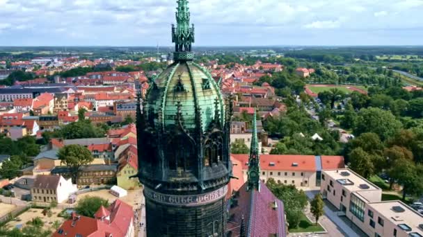 Castle Church (Schlosskirche) in Lutherstadt Wittenberg — Stok video