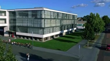Nefes kesen hava görünümünü Dessau, Almanya'da Bauhaus drone ile yapılan.