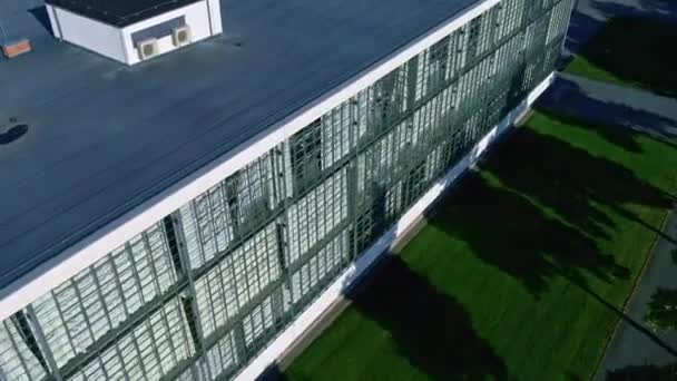 Úchvatný Pohled Bauhausu Dessau Německo Vyrobené Drony — Stock video