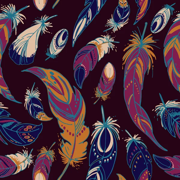 Рисунок этнических перьев — стоковый вектор