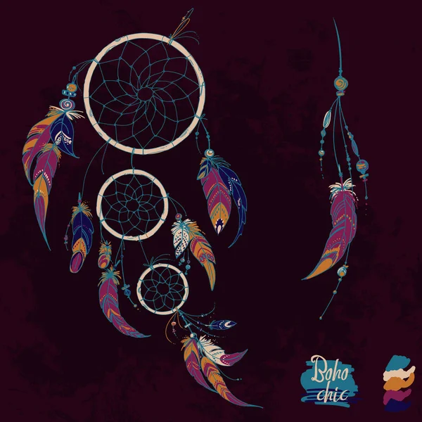 Handgetekende etnische dream catcher — Stockvector