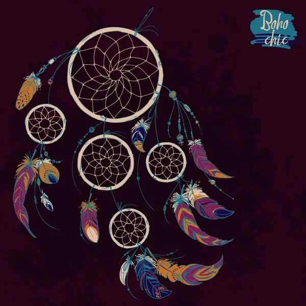 Handgetekende etnische dream catcher — Stockvector