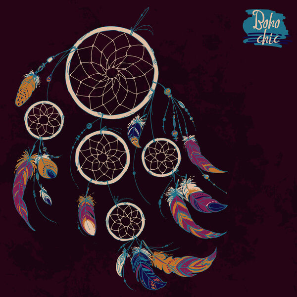 hand-drawn ethnic dream catcher