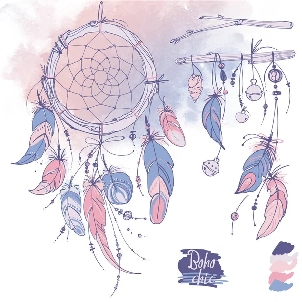 Hand-drawn ethnic dream catcher Stock Vector