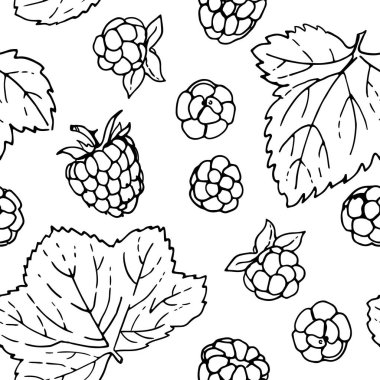 çilek çizilmiş ve yaprakları desen