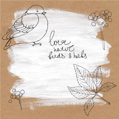 kuş otlar ve çilek ile